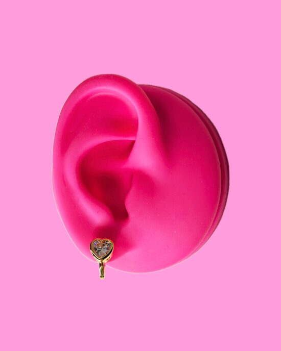Medicīniskā zelta riņķīši "sirsniņa" ar kristāliņu
