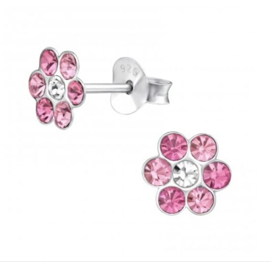 Sudraba auskari - ROZĀ PUĶES