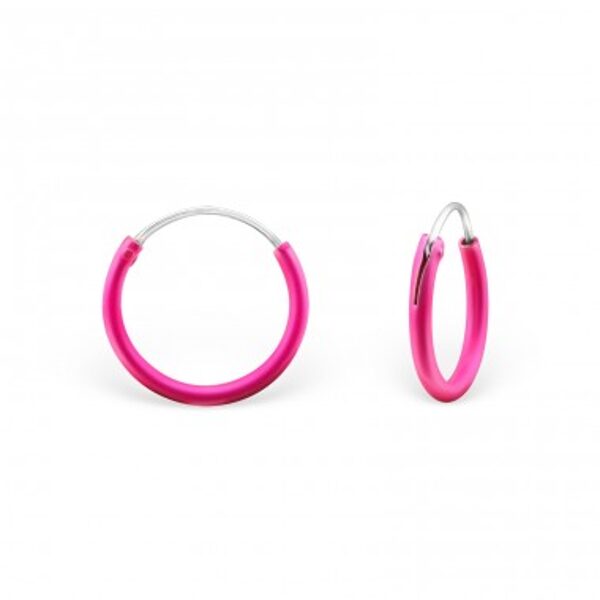 Sudraba auskari riņķīši "UV PINK"